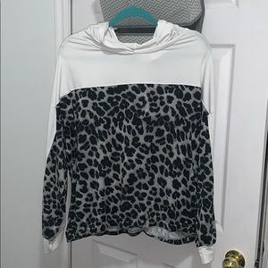 New York & Company Cheetah Print Hood Blouse